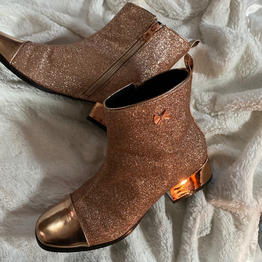 Rose Gold Glitter Ankles Boots